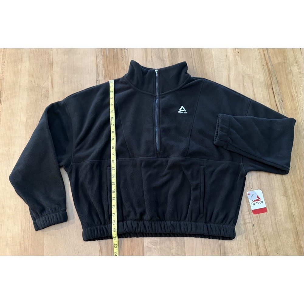 NWT Reebok Black Quarter-Zip Fleece Pullover with Mock Neck‎ - Picture 9 of 14